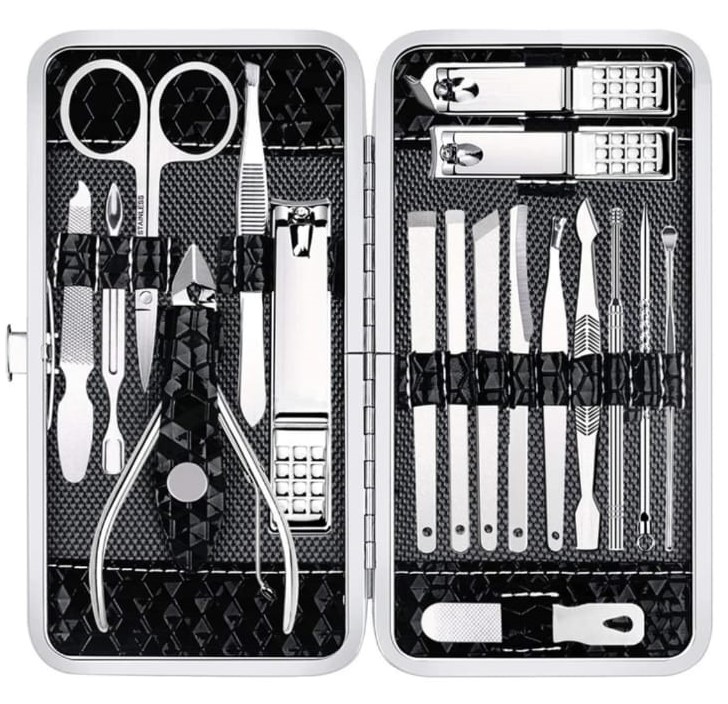 KIT DE PEDICURE - MANICURE DE 18 PIEZAS COLOR NEGRO